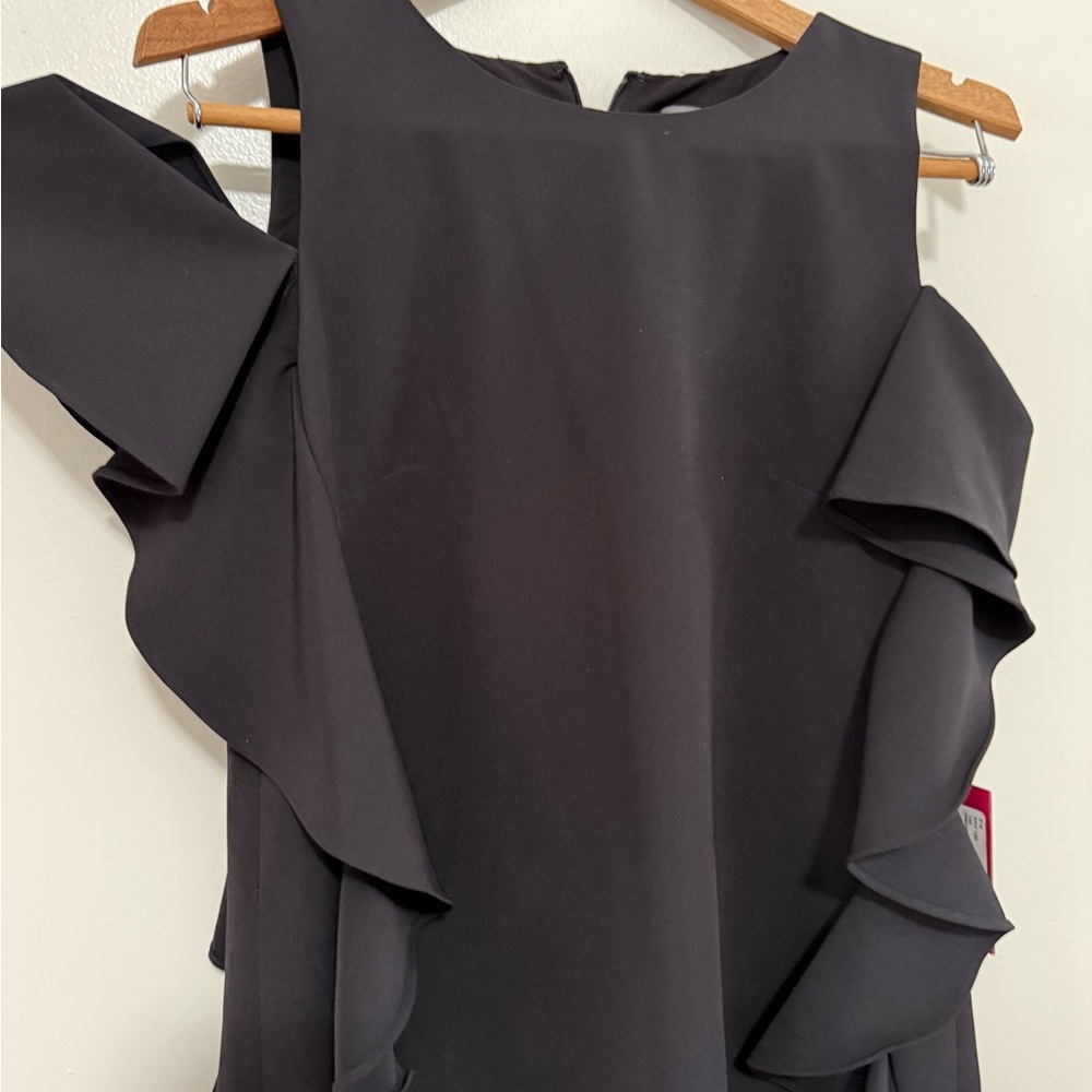 Vince Camuto NWT little black dress with ruffles in size 8 - Picture 4 of 15